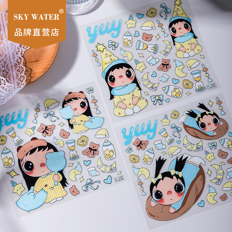 Tablet Accessories - Наклейки Yuyu Flower Season Girl Blue